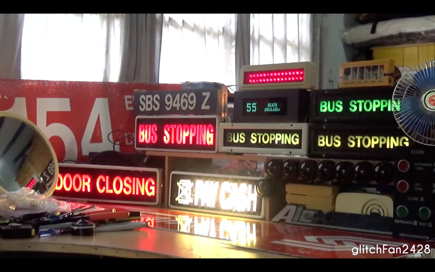 old buses lights  signages