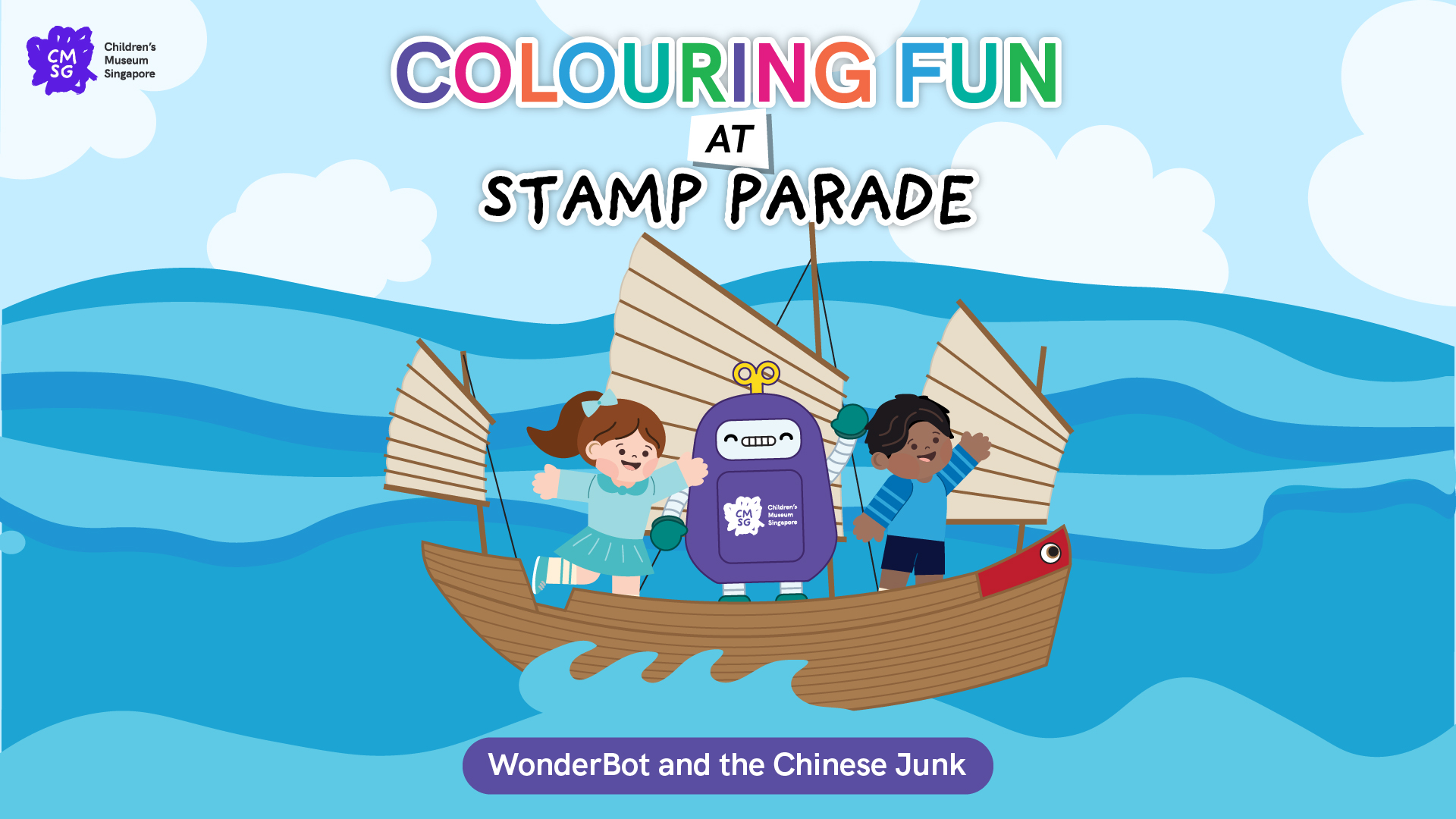 Colouring-Fun-at-Stamp-Parade-WonderBot-and-the-Chinese-Junk