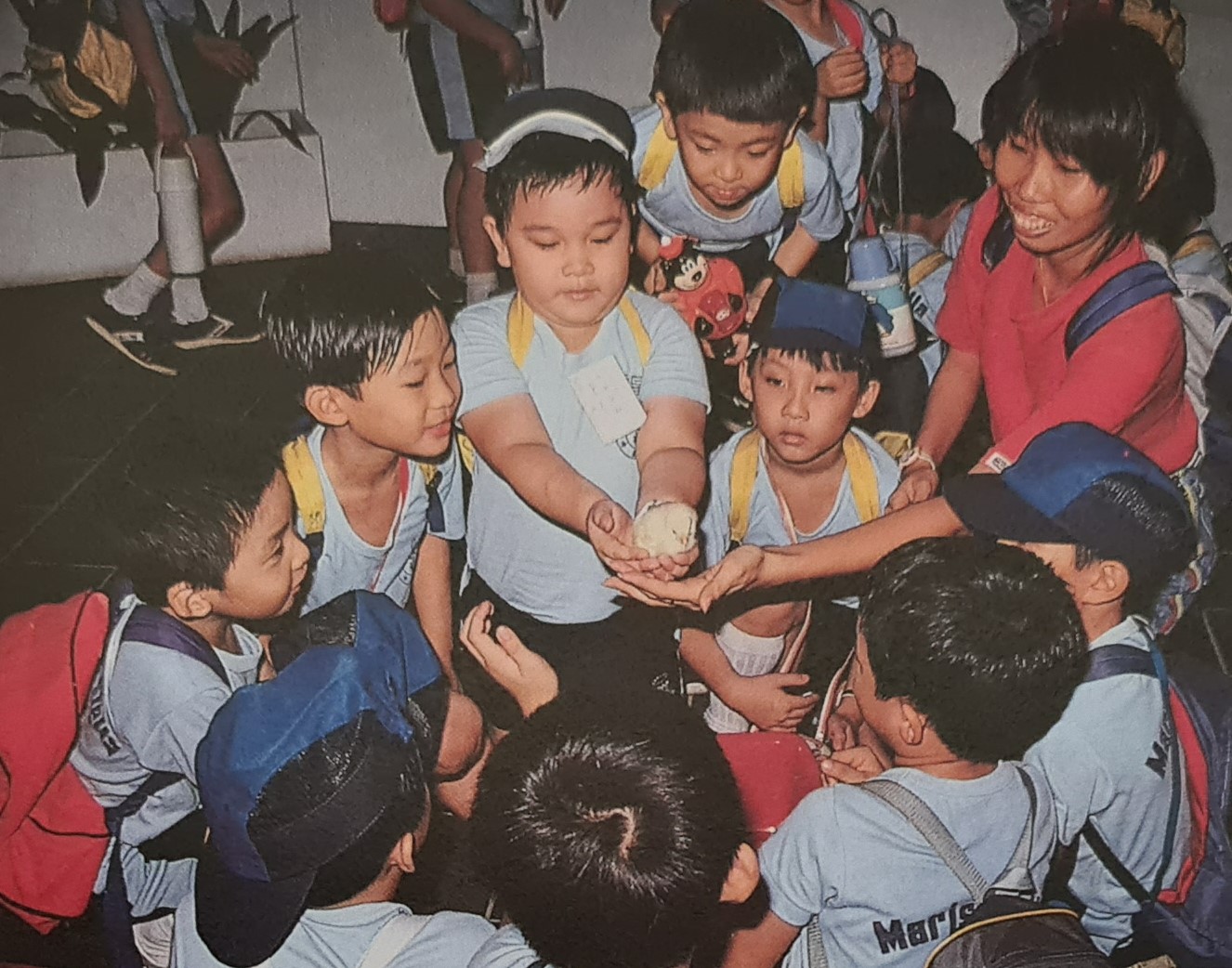School children engaging in an education programme in 1988. Credit Jurong Bird Park
